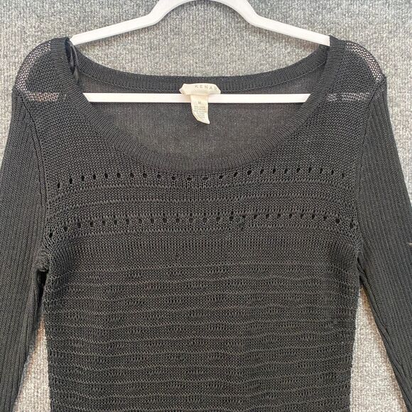 Kenar Sweater Womens M Black Linen Blend Knit Round Neck Whimsigoth Fairy Grunge - Picture 2 of 7
